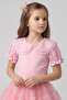 Pink Short Sleeve Organza Collared Girl's T-Shirt