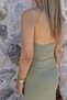 Light Green Basic Halter Neck Dress - 5