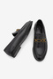 Women's Loafer Moccasin Buckle Stoned Classic Casual Shoes Savira Black - 8