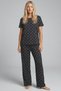 Anthracite White Heart Point Patterned Cotton Knitted Pajama Set 8025 - 2