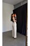 Palazzo Gold Buttoned Trousers Ecru - 3