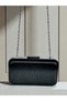 Black Patent Leather Women's Evening Dress Bag Black Metal and Chain Wedding Engagement Graduation - 5