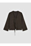 Brown V-Neck Modal Textured Women's Kimono - 2