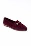 Women's Genuine Burgundy Suede Buckle Loafers, Stylish and Comfortable Daily Flats - 2