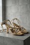 Duna Gold Ribbed Ankle Wrap (8 cm Heel) Daily Use Shoes - 2