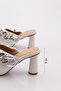 K8048 Women's Pointed Toe Heeled Slippers with Thick Chain Accessories - 5