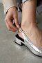 Dion Silver (3 cm Heel) Pointed Toe Heeled Ballerinas - 5