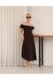 Bitter Brown Polka Dot Princess Collar Viscose Dress - 3