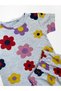 Girls' Cotton Summer Thin Fabric Gray Color Daisy Flower Pattern Short Sleeve Shorts Pajama Set - 3