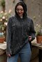 Women's Hooded Front Single Pocket Ethnic Cotton Sweater