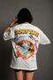 Women's Crew Neck Printed Oversized Short Sleeve T-Shirt - White - 2