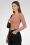 Women Square Neckline Long Sleeve Textured Top, Rose Pink - 3