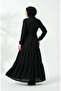 Half buttoned waist tie layered dress 2273-03 black - 6