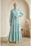 Floral Patterned Layered Hijab Dress 0291-03 Green - 2