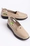 Genuine Leather Orthopedic Women's Casual Shoes Beige Saddler with Side Window - 4