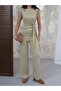 Women's Sienna Lacing Detailed Crinkle Fabric Blouse Pants Set - 4