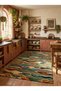 Sdt Japanese Art Themed Wavy Blue and Orange Traditional Woven Base Decorative Carpet Sdt1374 - 2