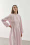 Linen Pleated Zipper Dress Pink - 7