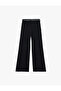 Linen Look Straight Fit Wide Leg Palazzo Trousers with Pockets and Belt - 5
