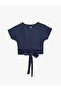 Slim Fit Crop Sports T-Shirt with Tie Detail - 4