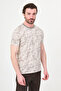 Patterned Slim Fit Crew Neck Short Sleeve Men's T-Shirt Beige - 36881.26Y - 3
