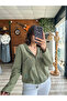 Women's Green Hooded Star Embroidered Pocketed Drawstring Cotton Linen Shirt Jacket - 4