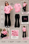 Summer Black Spanish Flared Pants and T-Shirt, Children's Girl's Set with Small Bow Print Design - 2