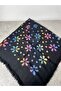 Black Tasseled Cotton Writing Hijab 105X105 cm – Daily and Dowry Writing Hijab - 2