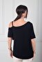 Women's One-Shoulder Buckle Strap Short Sleeve Lycra Blouse - 4