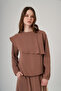 Modal Suit with Ruffle Detail Skirt on the Front 1088 Light Brown - 4