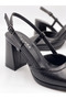 Women's Thick Heeled Slingback Shoes – Classic Heeled Shoes with Blunt Toe - 3