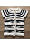 Seamless Hand Knitted White Color Baby Vest with Navy Blue Pattern - 2