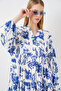 Women's Patterned Long Hijab Dress 1155 - F. Cobalt Blue - 2