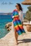 Turkish Peshtemali 100X180 cm Premium 100% Cotton Rainbow Striped Beach Towel Lightweight Sand-Repellent Quick-Drying Luxury Peshtemal - 2