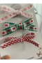 Set of 3 Handmade Hair Clips - Lace Pink, Green and Red Plaid Bow Clip Hair Clips ⁠ - 2
