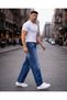Men's Su Blue Baggy Jean Trousers Comfortable Fit Wide Leg Denim Jeans - 5