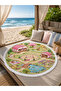 Farm Garden Themed Round Children's Beach Towel Green 150 cm - 2