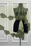 Soft Green Vip Luxury Bridal Veil Set, Appliqued Henna Night Veil Cover 6 Piece Set - 4