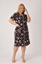 Women's Plus Size 100% Cotton Combed Cotton Fabric Zippered Summer Dress / Black-Brown 4099 - 5