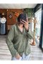 Women's Green Hooded Star Embroidered Long Sleeve Pocketed Drawstring Cotton Linen Shirt Jacket Pinterest - 5