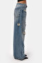 Women's Denim Color 12S6-32 Straight Fit Ripped Detailed Design Denim Jeans - 5