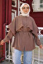 Brown Cape Collar Shirt with Tie - 3