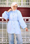 Baby Blue Collared Pleated Waist Tie Shirt