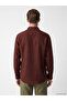 Burgundy Regular Fit 100% Linen Men's Shirt - 7
