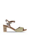 Khaki Leather Women's Heeled Sandals