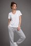 Women's White Interlock V-Neck Short Sleeve Basic Cotton T-Shirt - 5