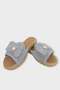Open Front Bow Tie Detail Straw Knit Women's Slippers Gray - 5