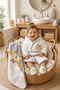Baby Boy Lion Luxury Bathrobe Set Towel Set 100% Cotton Fabric 0-2 Years - Newborn Gift - 3