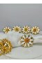 6-Piece Daisy White Enamel Gold Ring Napkin Ring - 5