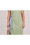 Women's Plus Size Short Sleeve Crew Neck Dress with Side Scarf Detail 5470-26 - 3